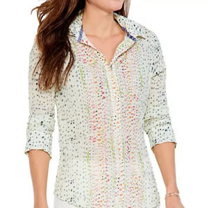 NWT NIC + ZOE Yellow Dotty Crinkle Top Small